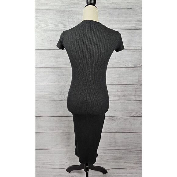 Zara Trafuluc Ribbed Short Sleeve Bodycon Midi Dress Grey Size Small - Picture 4 of 7